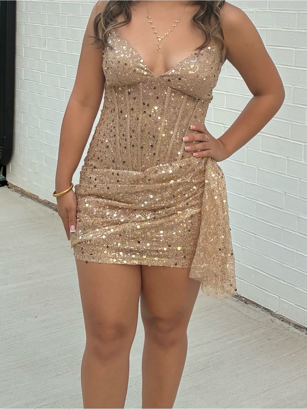 Windsor Gold Sequin Corset Mini Dress